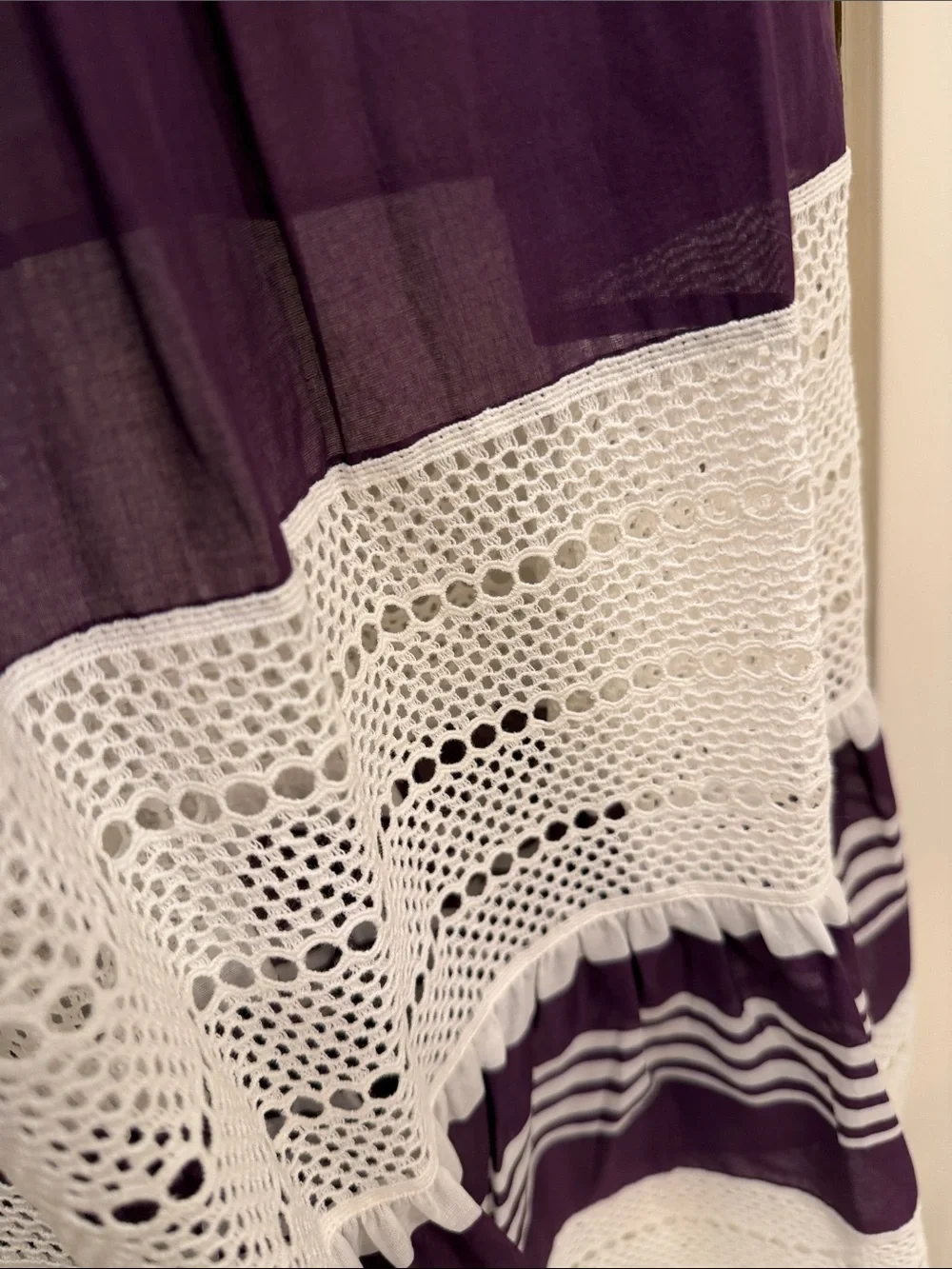 Tory Burch Purple and White Striped Maxi Dress with Tie Straps